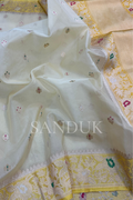 Off white Kadhiyal border Kora silk (Saree)