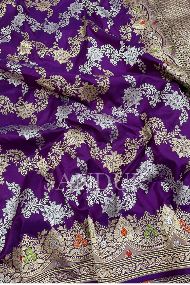 Purple Jangla Meenakari Saree