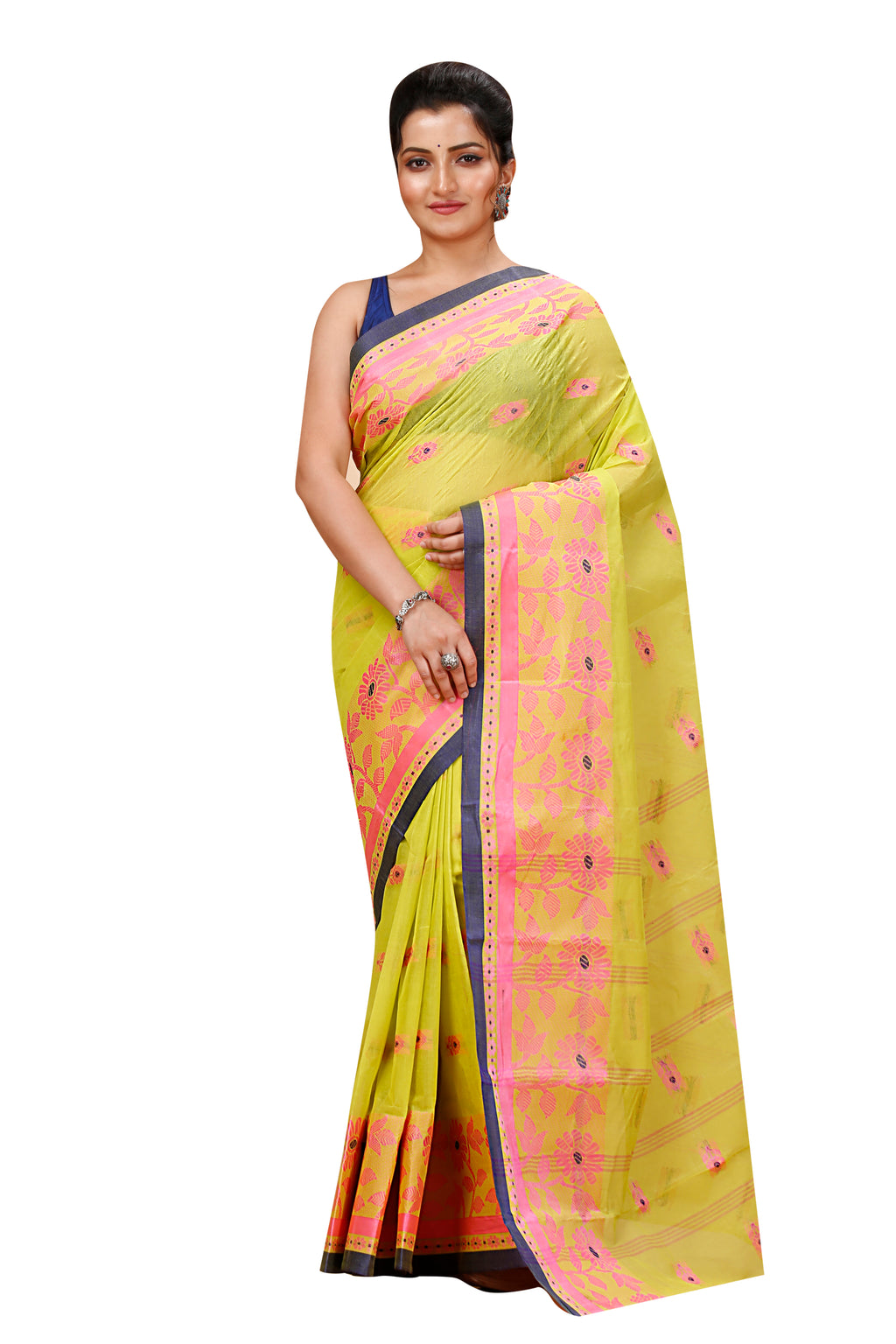 Lemon Yellow Handloom Cotton Saree