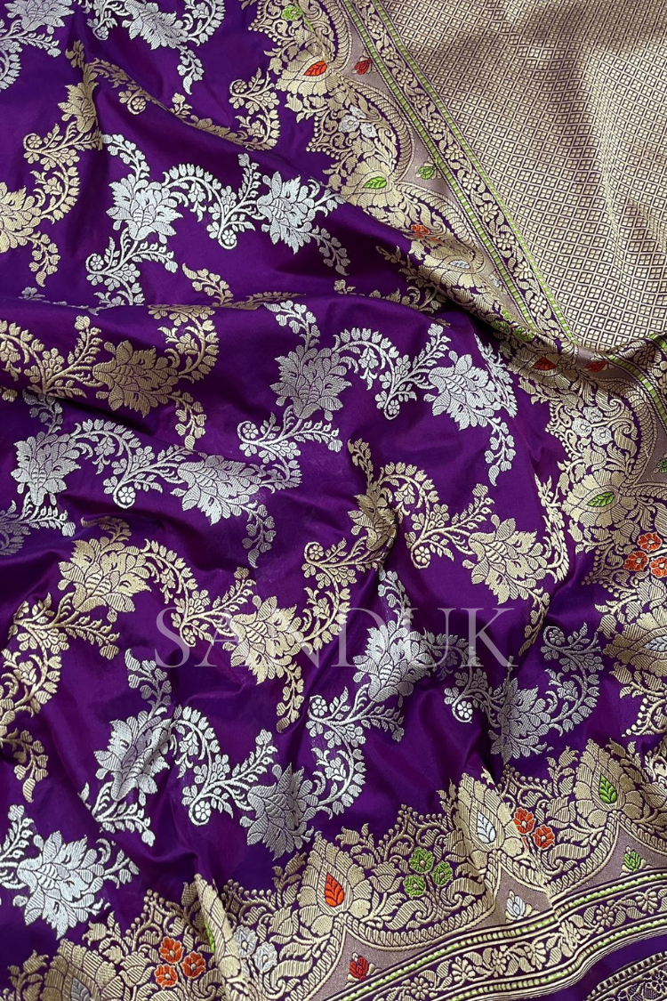 Purple Jangla Meenakari Saree