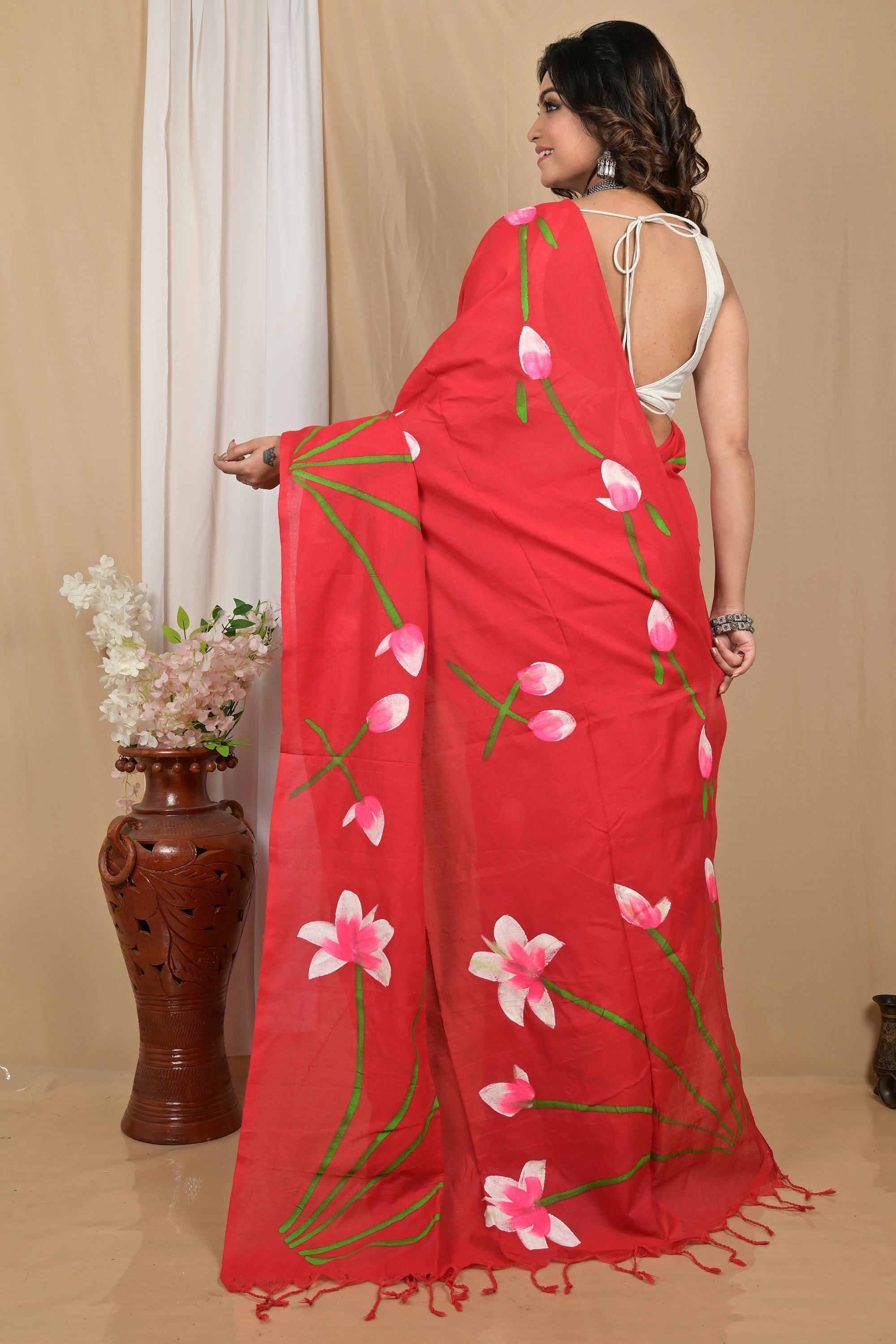 Pure Cotton  Saree  hand print