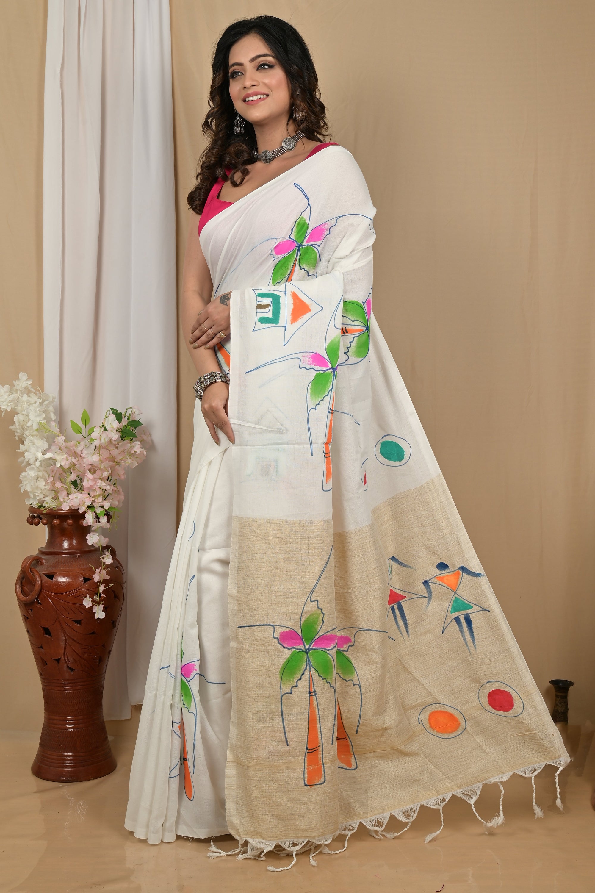 Pure Cotton  Saree  hand print