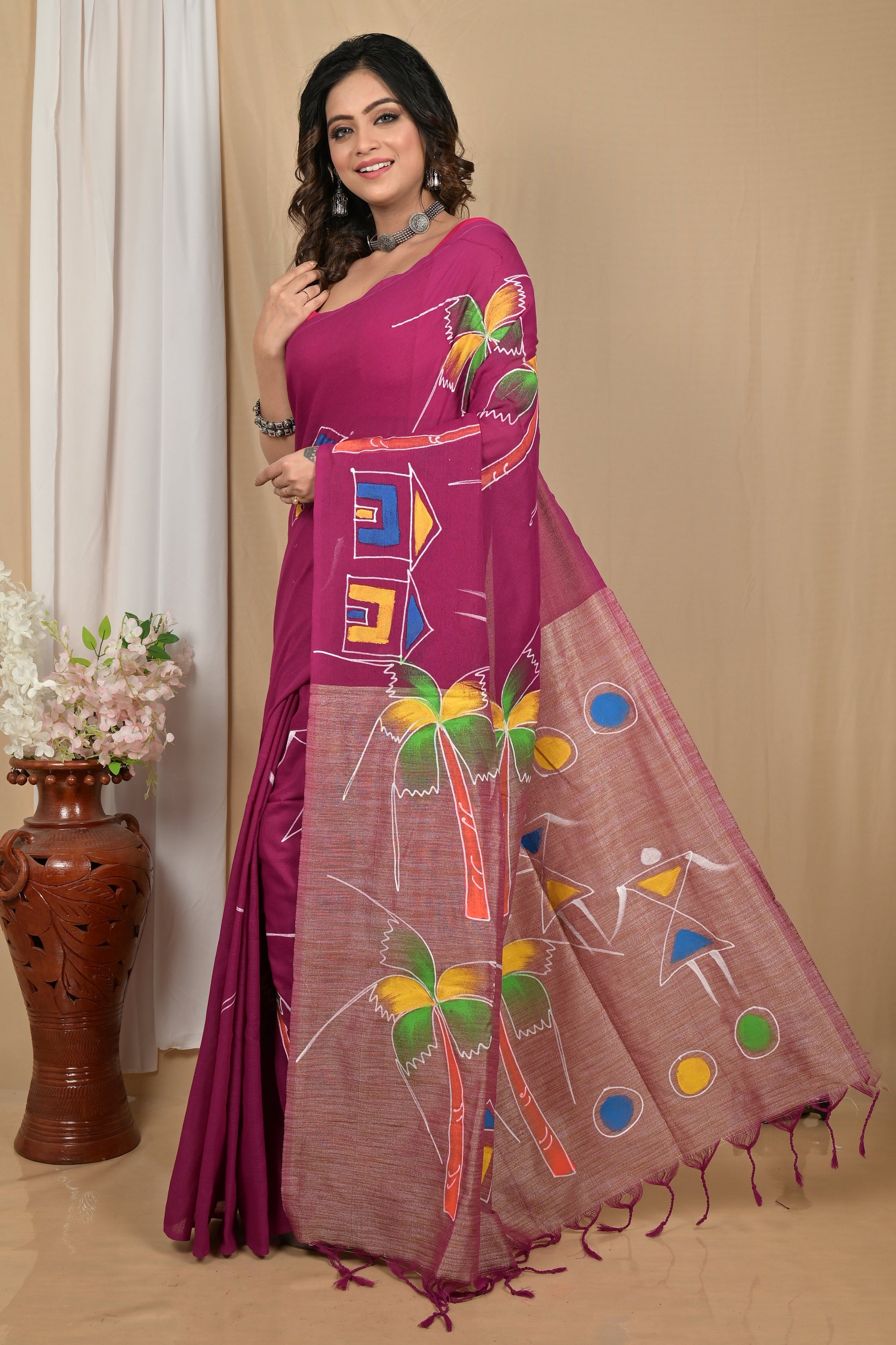 Pure Cotton  Saree  hand print