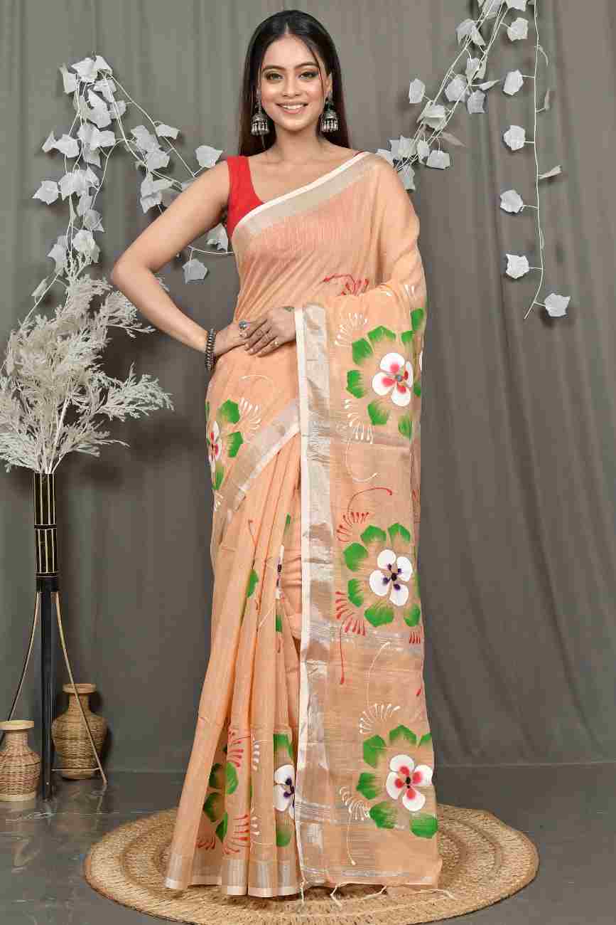 Cotton Blend hand printed Saree