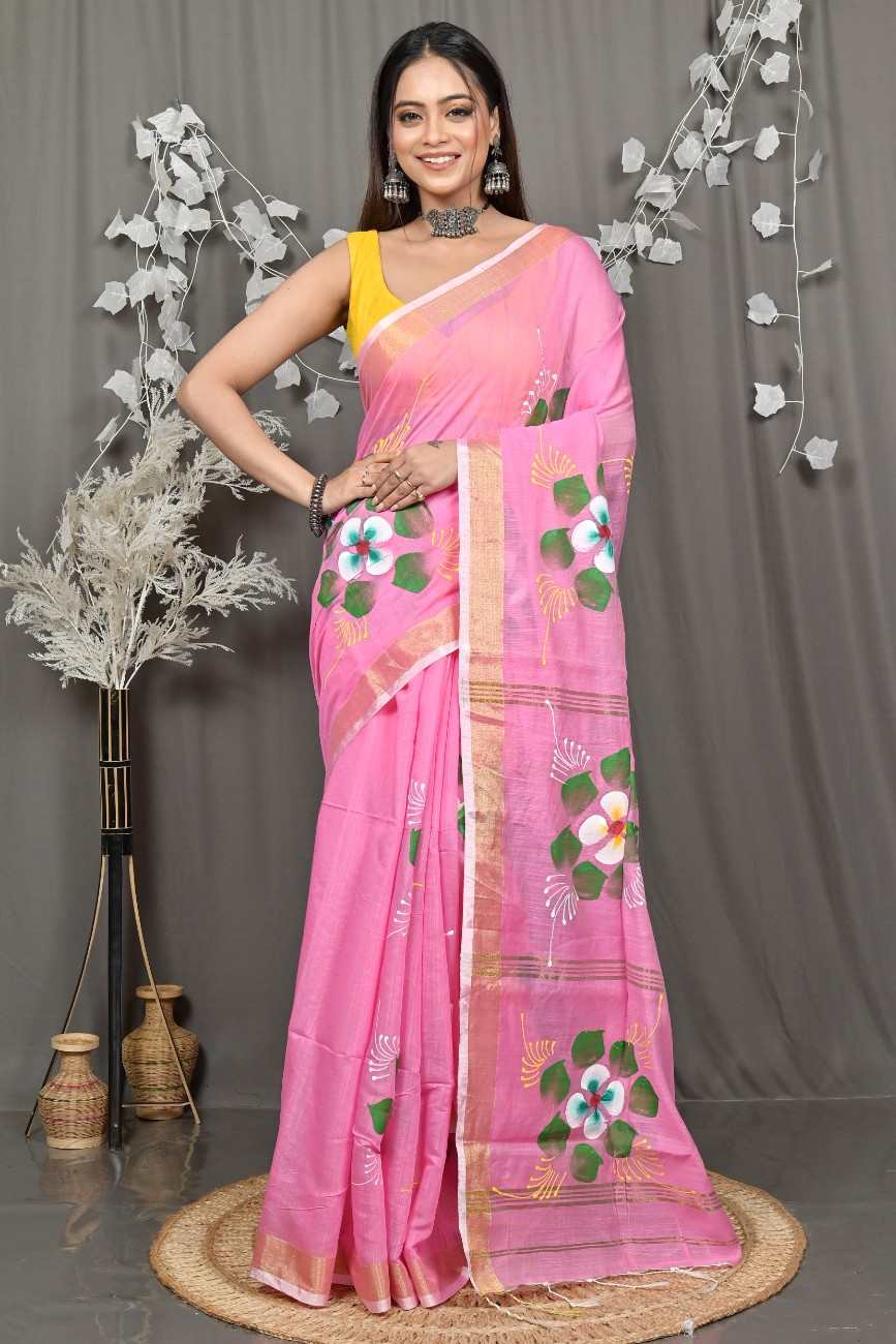 Cotton Blend hand printed Saree