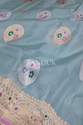 Pastel Blue Meenakari Kora (Saree)