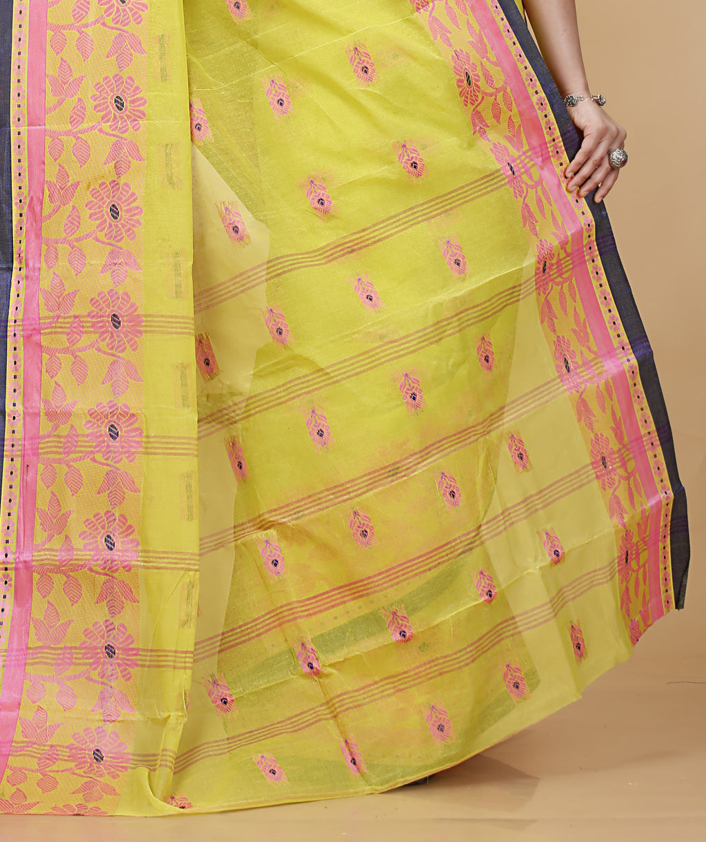 Lemon Yellow Handloom Cotton Saree